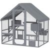 Large Catio Outdoor with Waterproof Cover, 2 Resting Boxes, 4 Platforms, Bridge, for 2-4 Kittens, Grey