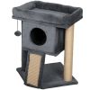 Cat Tree, Small Cat Tower with Perch, Scratching Post, Cat Condo, Toy Ball for Kitty, Indoor Use, Dark Grey