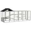 142" Outdoor Wooden Chicken Coop with Run, Ramps, Perches, Storage, Combinable Design for 6 - 10 Chickens, Grey