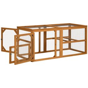 55" Wooden Chicken Coop Extension Outdoor with Roosting Bars, Combinable Design, Orange