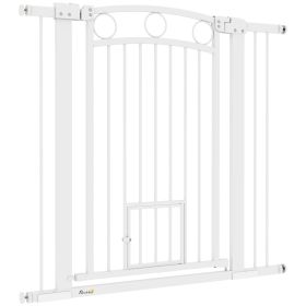 38" Extra Tall Dog Gate w/ Cat Door, 2 Extension Kits, for Doorways, Hallways, Stairways, 30"-41" Width