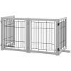 Wooden Dog Gate for Small & Medium Dogs 4 Panel w/ Support Feet Foldable Pet Fence for House Doorway Light Grey