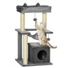 39.25'' Cat Tree Tower Multi-Level Kitten House with Scratching Post Condo Hammock Bed Ball Toy - Gray