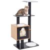 47.2" Cat Tree, Kitten Scratcher, Activity Center, Play House with Condo Sisal, Scratching Post, and Mat, Black