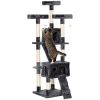 68-inch Multi-Level Cat Scratching Tree Kitty Activity Center Post Tower Condo Pet Furniture w/ Toy Grey