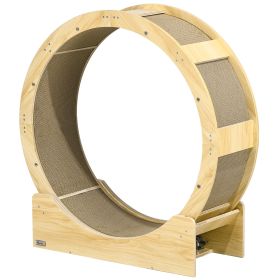 36" Cat Wheel for Indoor Cats with Brake, Scratching Pads, Oak