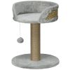Cat Tree with Scratching Post, Toy Ball, Perch, Small Cat Tower for Indoor Cats - 16" x 16" x 19", Grey