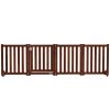 Foldable Dog Gate with Door, 4 Panels Fressstanding Pet Gate, Brown