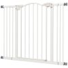 Extra Tall Dog Gate with Door, Pressure Fit, Auto Close, Double Locking for Doorways Hallways Stairs, 29"-39", White