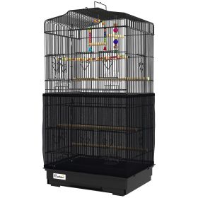 36" Bird Cage with Accessories, Handle, Mesh Cover, Tray, Black