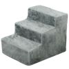 3-Step Dog Ramp for Sofa, Bed, and Couch, with Removable Cover, Light Grey