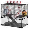 Hamster Cage with Deep Glass Bottom, Tunnel Tube System, Platforms, Hut, Exercise Wheel, Water Bottle, 24" x 16" x 22"