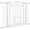 Dog Gate, Walk Through Pet Gate w/ Small Pet Door, Auto Close, for Doorways, House, Stair, 30"-41" W x 30" H