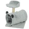 18.5" Small Cat Tree, Compact Cat Tower with Tunnel, Scratching Post, Plush Bed, Dangling Ball, for Indoor Use, Grey