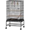 43" Bird Cage with Rolling Stand, Toys, for Budgies Canaries Black