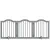 24" Freestanding Pet Gate For Dogs with 2 Support Feet, Light Grey