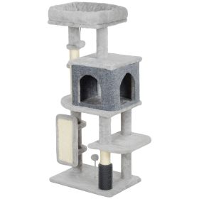 41 Inch Cat Tree with Scratching Posts, Cat Bed, Condo, Grooming Brush, Jumping Platforms, Toy Balls, Anti-tip Kit