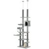 89" -100" Adjustable Height Floor to Ceiling Cat Tree, Multi Levels Cat Climbing Tower with Scratching Posts