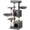 52.5" Cat Tree Tower with Scratching Posts, Cat Condos, Bed, Platforms, Hammocks, for Indoor Cats, Dark Grey