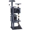 54" Cat Tree, Multi-Level Cat Tower with Scratching Posts, Cat Condos, Bed, Platforms, Ramp, Toy Ball, Dark Grey
