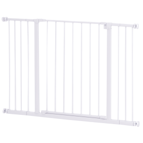 Pressure Fit Dog Gate Pet Barrier for stairs doorway, 29.9''- 42.1'' Width White