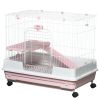 32"L 2-Level Small Animal Cage with Universal Lockable Wheels, Pink