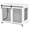 39" Dog Crate Furniture with Sliding Barn Door, Furniture Style Dog Cage End Table for Large Dogs, White