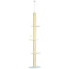 87"-102" Floor to Ceiling Cat Tree w/ Sisal Scratching Posts, Anti-tip Kit, Perches, Toy Ball, Yellow