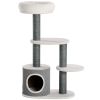 39" Cat Tree Tower, Multi-level Cat Activity Centre with Scratching Posts, Condo, Top Perch, Platforms, White