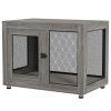 Pet Crate End Table with Water-resistant Cushion or Large Medium Dogs, Grey