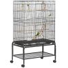 52" Bird Cage with Rolling Stand, Toys, for Budgies Canaries Black
