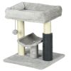 19" Cat Tree with Sisal Scratching Post, Cat Tower Condo with Bed, Self Groomer, Perch, Dangling Ball, Grey
