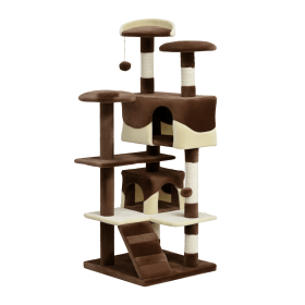 53" Cat Tree Scratching Large Kitten Play House Multi-Level Activity Center Pet Furniture