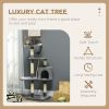 46Inch Scratching Cat Tree, Multi Level Cat Tower for Large Cats Adult with Toys and Condo, Grey