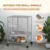 Rolling Small Animal Cage 34"H Chinchilla Cage for Ferrets, Squirrels w/ Removable Tray, Storage Shelf, Light Grey