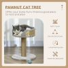 Cat Tree with Scratching Post, Toy Ball, Perch, Small Cat Tower for Indoor Cats - 16" x 16" x 19", Grey