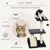 28" Cat Tree with Scratching Post, Pad, Toy Ball for Indoor Cats, Grey