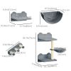 Cat Wall Shelves, 3PCs Cat Shelves with Hammock, Scratching Post, 3 Steps, Jumping Platforms, Wall Mounted Cat Climber, Grey