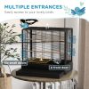 22" Bird Cage for Budgie Finches Canaries Love Birds with Wooden Stands, Slide-Out Tray, Handles, Food Containers, White