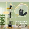 Floor to Ceiling Cat TreeTower with 90.5"-108" Adjustable Height, Scratching Posts, Hammock, Condo, Toy Ball, Dark Grey