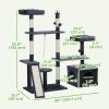 53" Cat Tree, Cat Tower with Scratching Posts, Cat Condo, Beds, Platforms, Toy Balls for Indoor Cats, Dark Grey