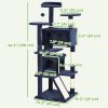 54" Cat Tree, Multi-Level Cat Tower with Scratching Posts, Cat Condos, Bed, Platforms, Ramp, Toy Ball, Dark Blue