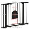 30"-41" Extra Wide Pet Gate Barrier with Small Door, 30"H Dog Gate with Safety Gate Barrier, Stair Pressure Fit, Black