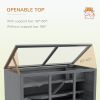 Wooden Hamster Cage Rat Cage with Slide, Tray, Grey