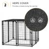 Outdoor Dog Kennel, Lockable Pet Playpen Crate with Top Cover, Black