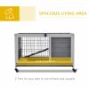 Wooden Indoor Rabbit Hutch Elevated Bunny Cage Habitat with Enclosed Run with Wheels, Suitable for Rabbits and Guinea Pigs, Grey