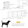 Freestanding Pet Gate 4 Panel Wooden Dog Barrier Folding Safety Fence with Support Feet up to 80.25" Long 24" Tall for Doorway Stairs White