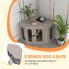Dog Crate Furniture with Cushion, 41 Inch Corner Design Dog Crate End Table for Medium Dogs, Walnut Brown