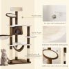 60" Cat Scratching Tree, Cat Bed Condo Post House Pet Furniture Toys-Brown & Beige