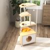 Corner Cat Tower Tree with Scratching Post, Climbing Platforms, and Feeding Station – Multi-Level Cat Condo